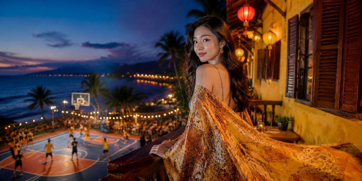 Người dùng tại Hội An theo dõi tỷ lệ cược thể thao trên điện thoại gần bãi biển